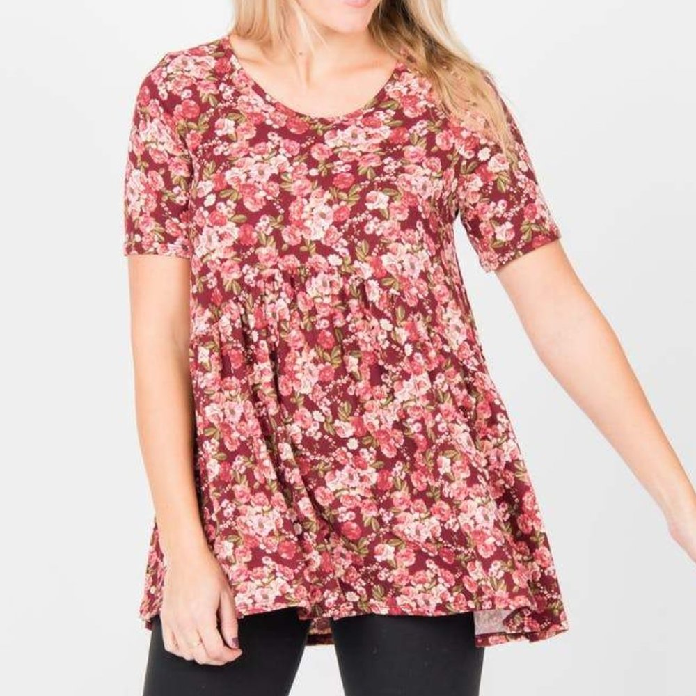 Agnes & Dora Muse Top Burgundy floral XXS XS NWT
